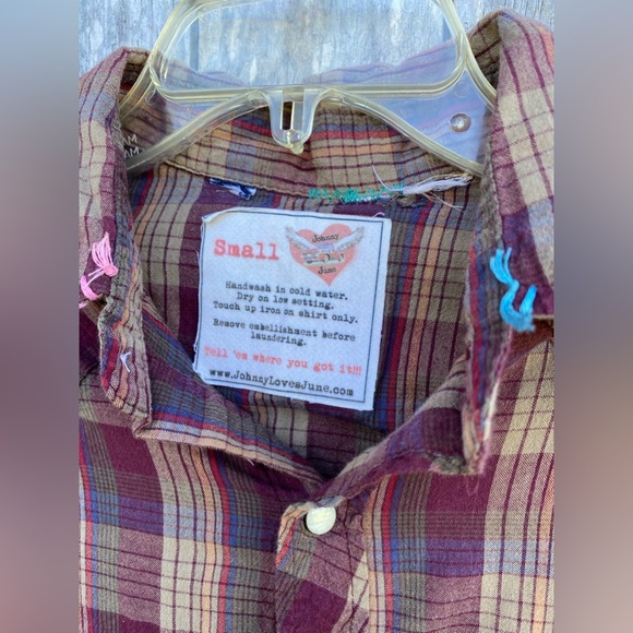 Johnny Loves June Vintage Retro Cowgirl Pinup Rodeo Pearl Snap Small - Picture 11 of 11